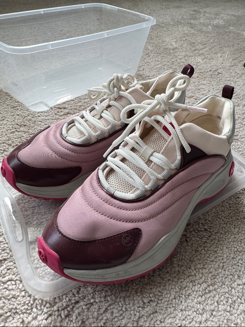Michael Kors Pink, Cream & Brown Platform Sneakers - Picture 5 of 11